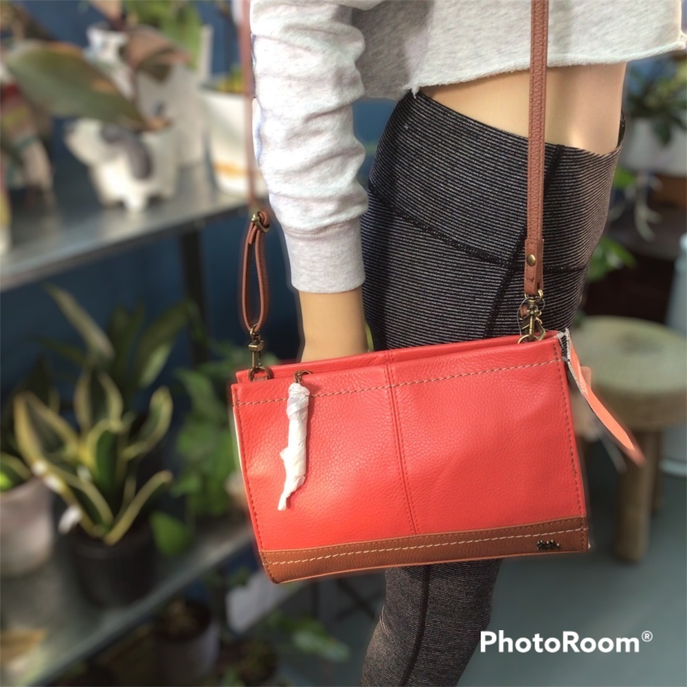 The Sak Coral and Brown Crossbody Bag - Picture 3 of 5